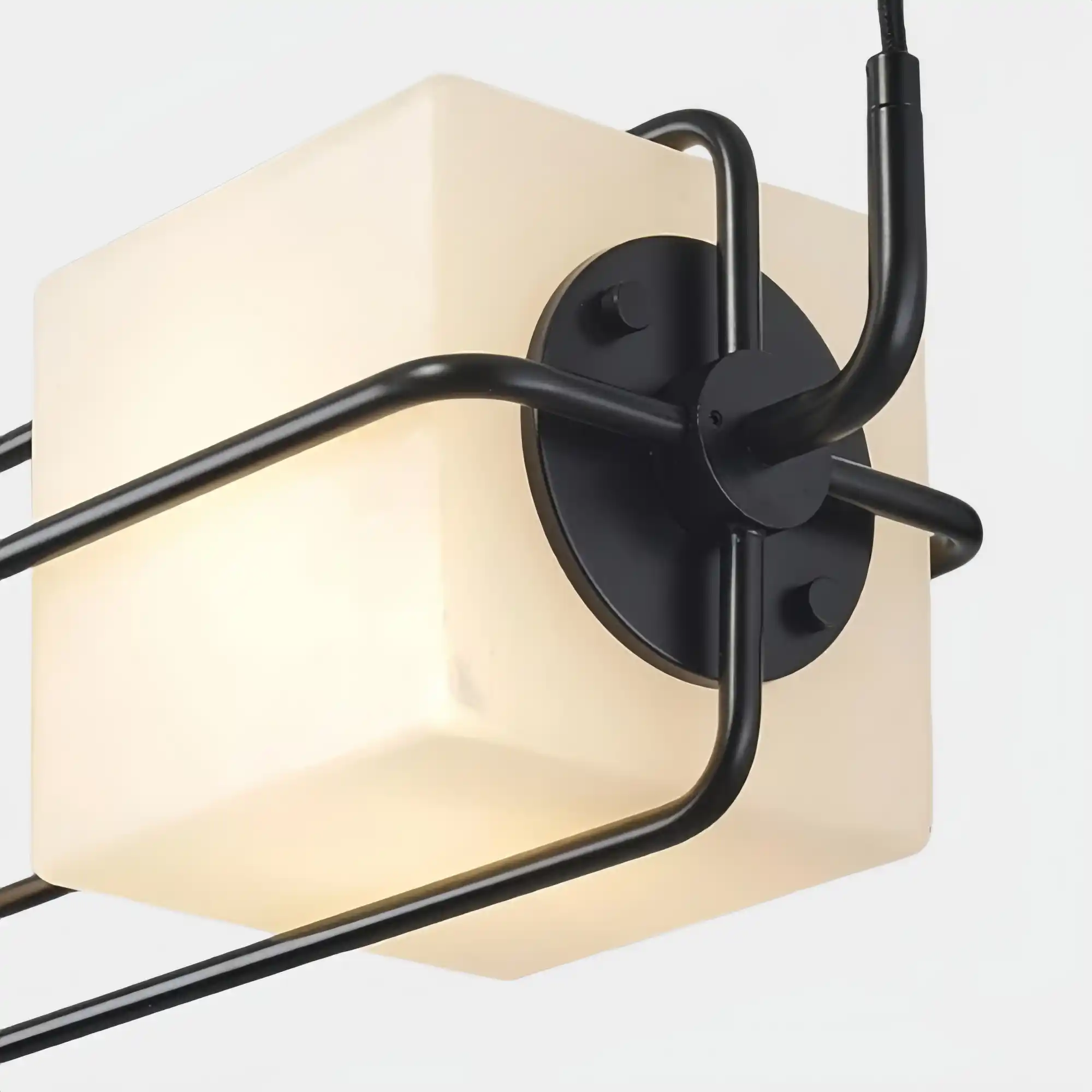 Designer Modern Geometric Grid-Form Handblown Glass Chandelier for Low Ceilings-Manorlights