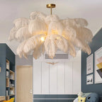 Divas Modern White Ostrich Feather Chandelier - Manorlights