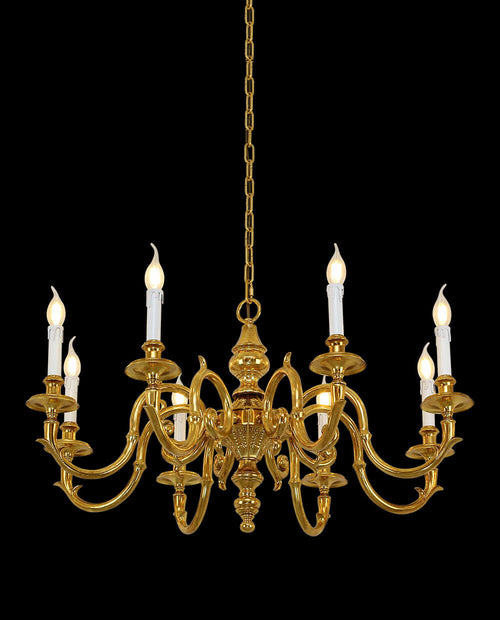 35X18 Inch 8 Lights Vintage French Gold Brass Chandelier for Master Bedroom-铜灯-Manorlights