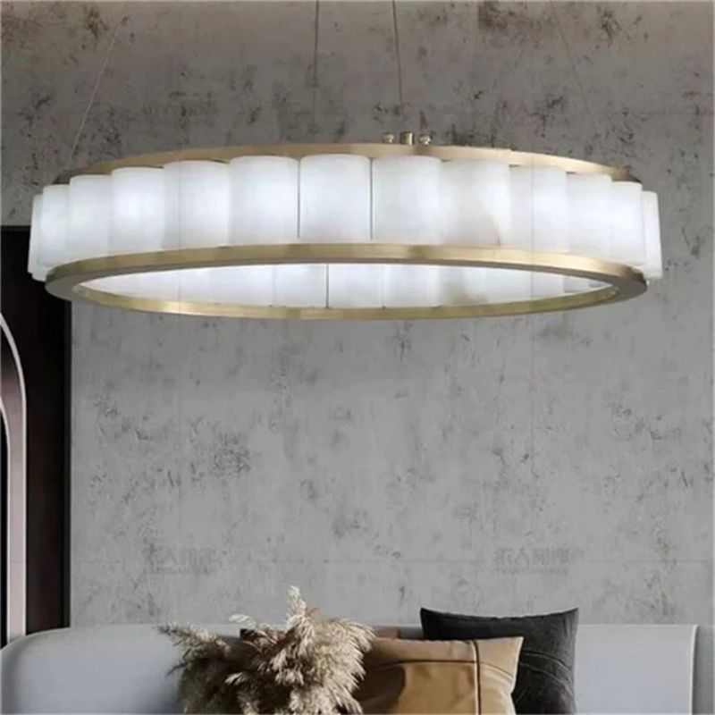 Alabaster Circle Round Chandeliers-Chandelier-Manorlights