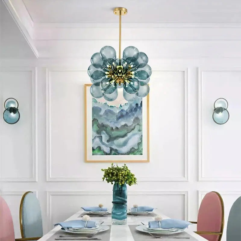 Glass Bubble Ceiling Light Pink & Blue & White - Manorlights