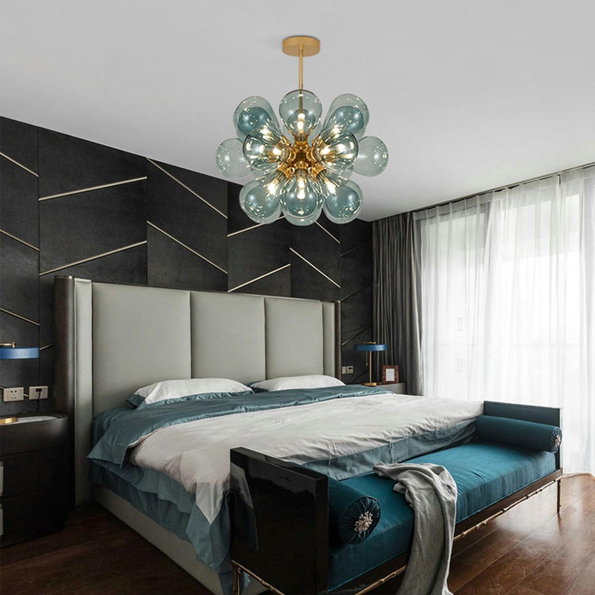 Glass Bubble Ceiling Light Pink & Blue & White - Manorlights