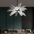 Milen Modern Crystal Leaf Chandelier - Black/Gold - Manorlights