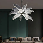 Milen Modern Crystal Leaf Chandelier - Black/Gold - Manorlights