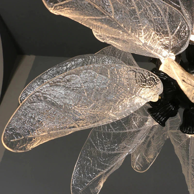 Milen Modern Crystal Leaf Chandelier - Black/Gold - Manorlights