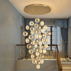 Gold Crystal Spiral Chandelier for Staircase Foyer for high ceiling staircase and foyer lighting