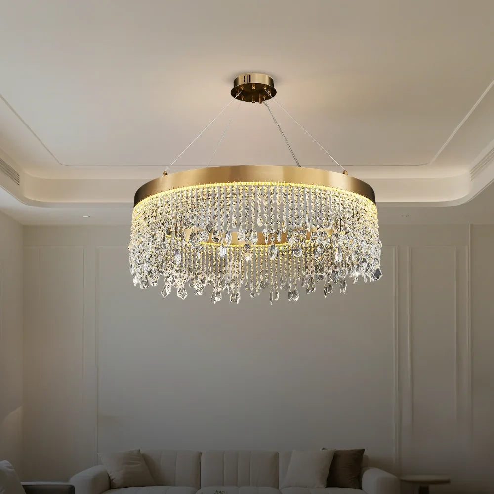 Zara Gold Crystal Chandelier for Living Room & Dining Room-Crystal Chandelier-Manorlights