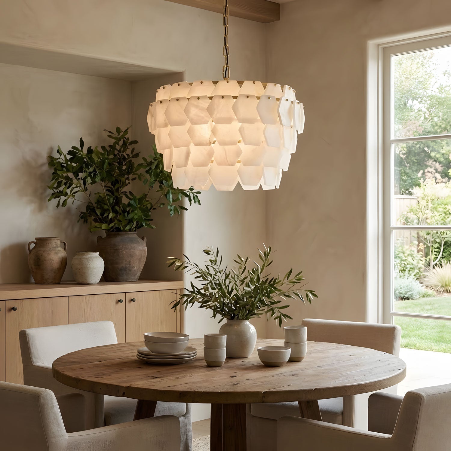 Elegant Hexa Cloud Alabaster Pendant Light-Chandelier-Manorlights