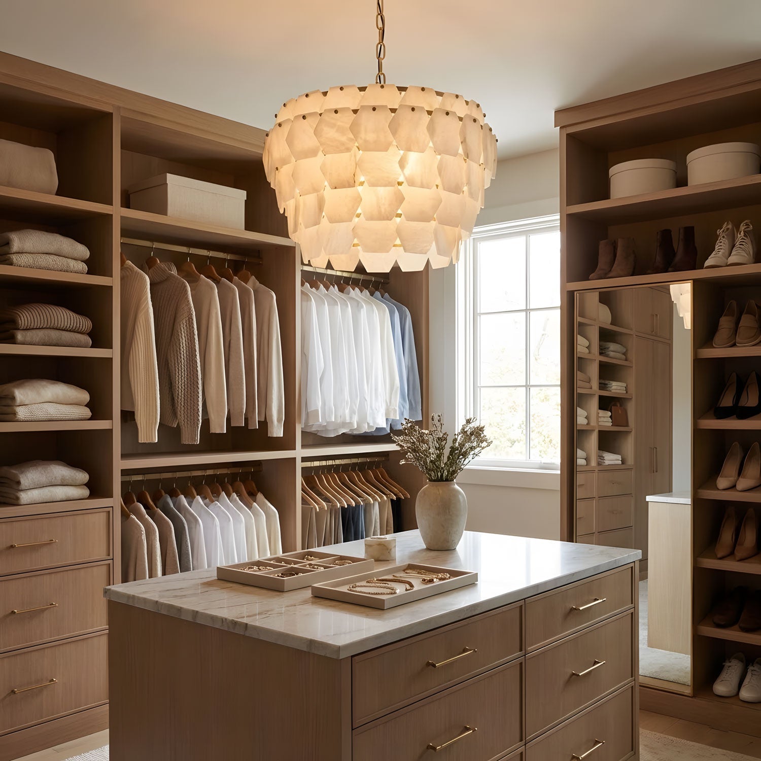 Elegant Hexa Cloud Alabaster Pendant Light-Chandelier-Manorlights