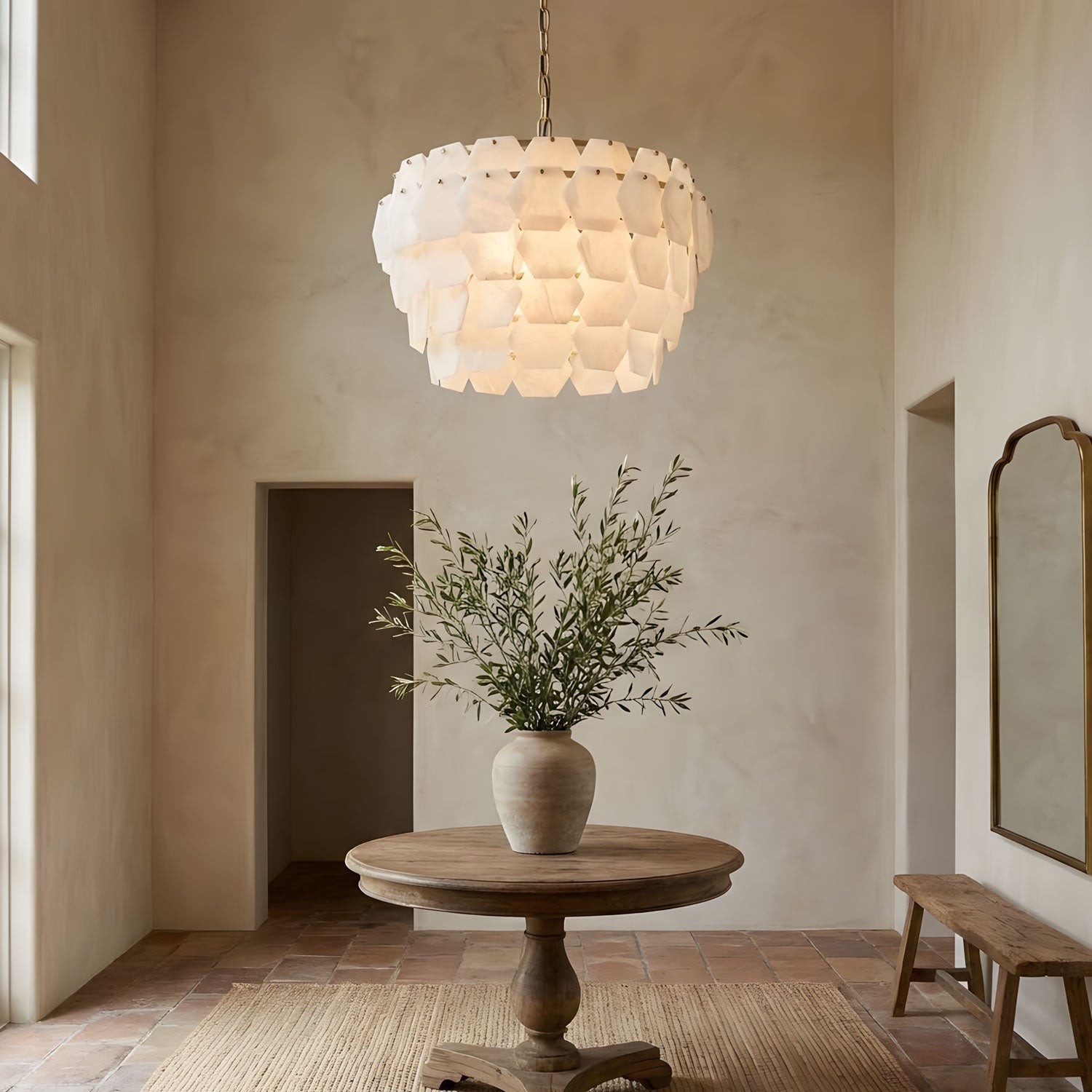 Elegant Hexa Cloud Alabaster Pendant Light-Chandelier-Manorlights