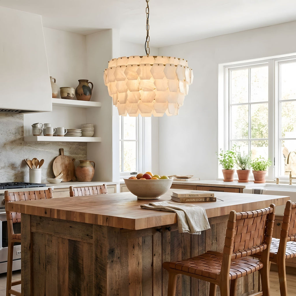 Elegant Hexa Cloud Alabaster Pendant Light-Chandelier-Manorlights