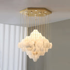 Elegant Hexa Alabaster Cascade Chandelier-Chandelier-Manorlights