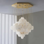 Elegant Hexa Alabaster Cascade Chandelier-Chandelier-Manorlights