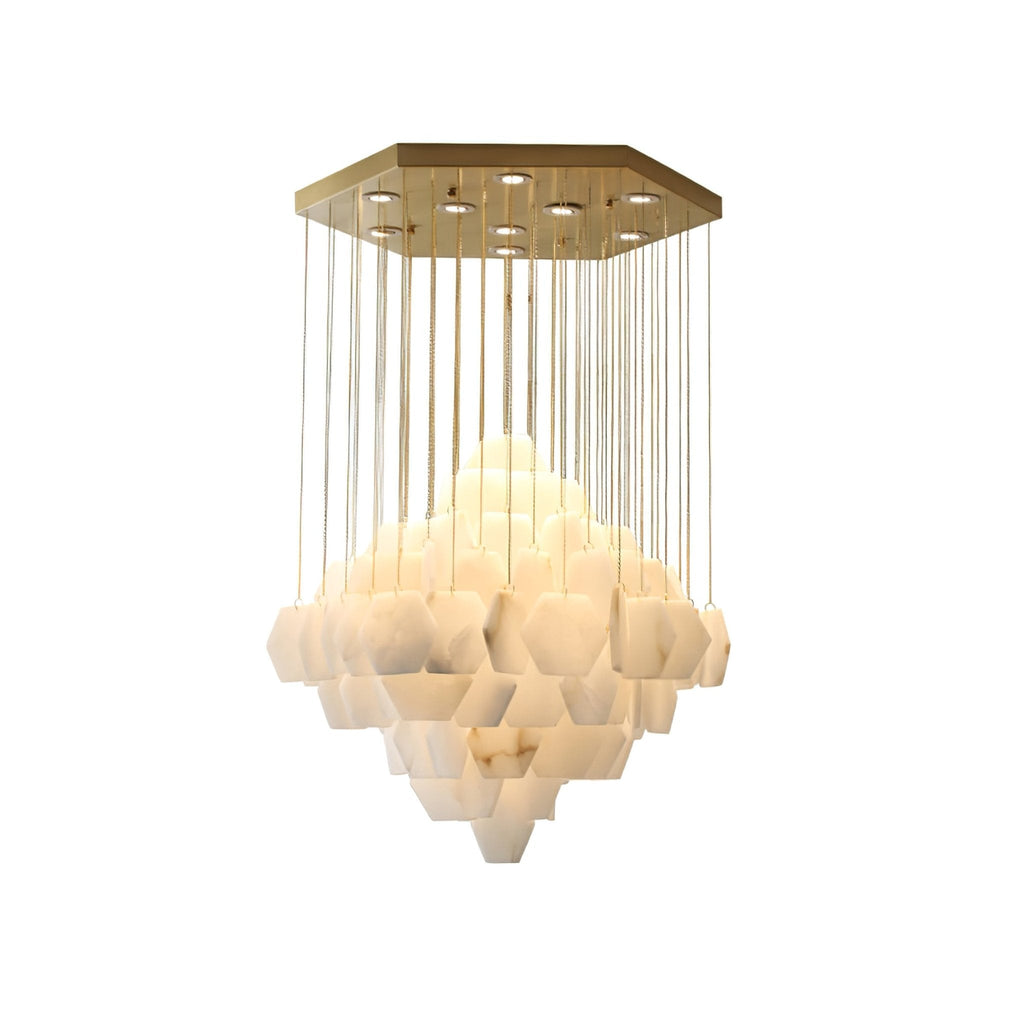 Elegant Hexa Alabaster Cascade Chandelier-Chandelier-Manorlights