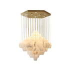 Elegant Hexa Alabaster Cascade Chandelier-Chandelier-Manorlights