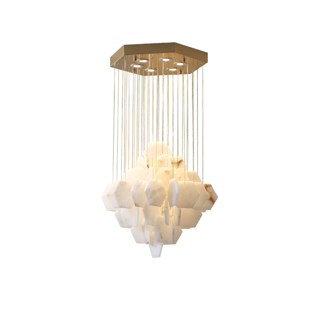 Elegant Hexa Alabaster Cascade Chandelier-Chandelier-Manorlights