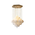 Elegant Hexa Alabaster Cascade Chandelier-Chandelier-Manorlights