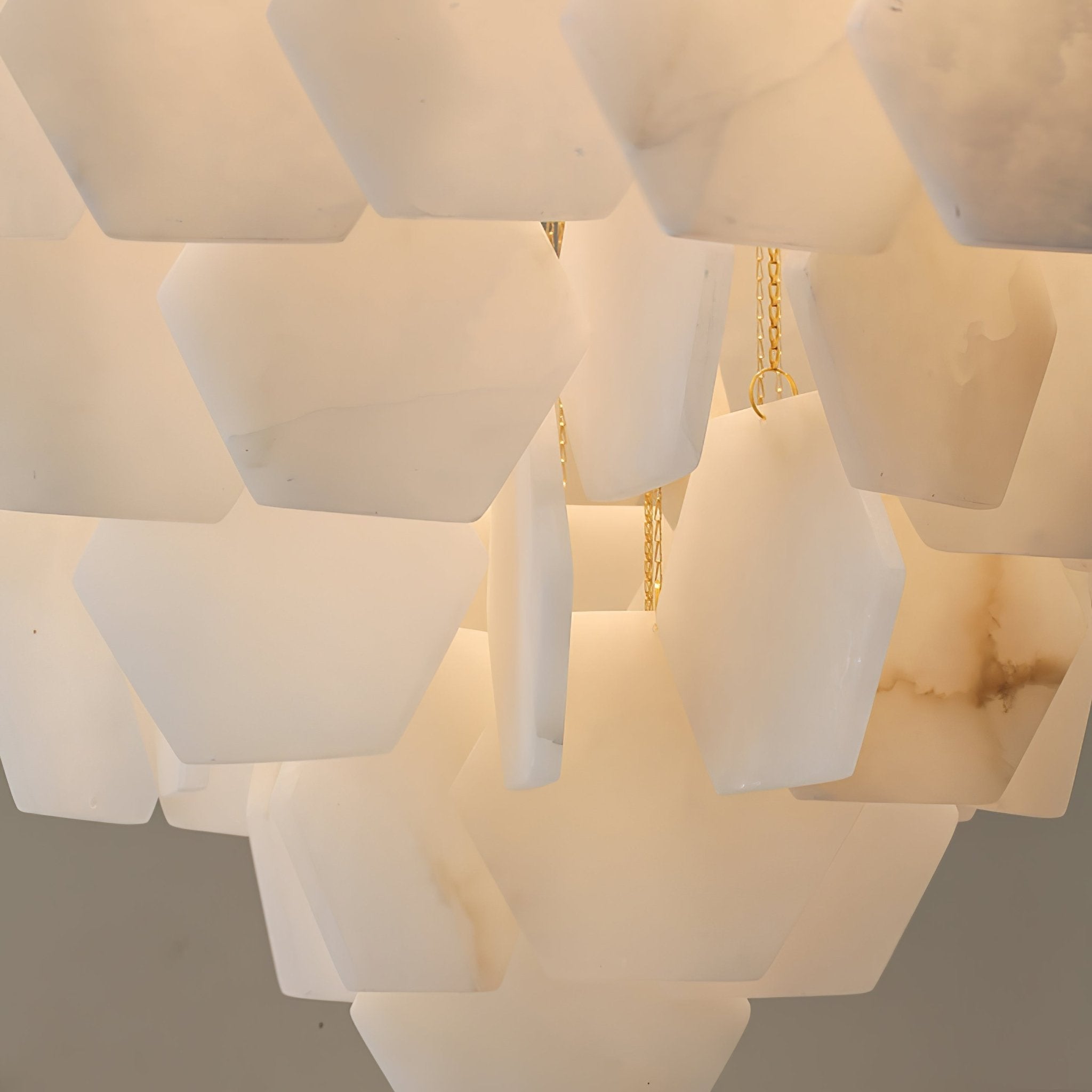 Elegant Hexa Alabaster Cascade Chandelier-Chandelier-Manorlights
