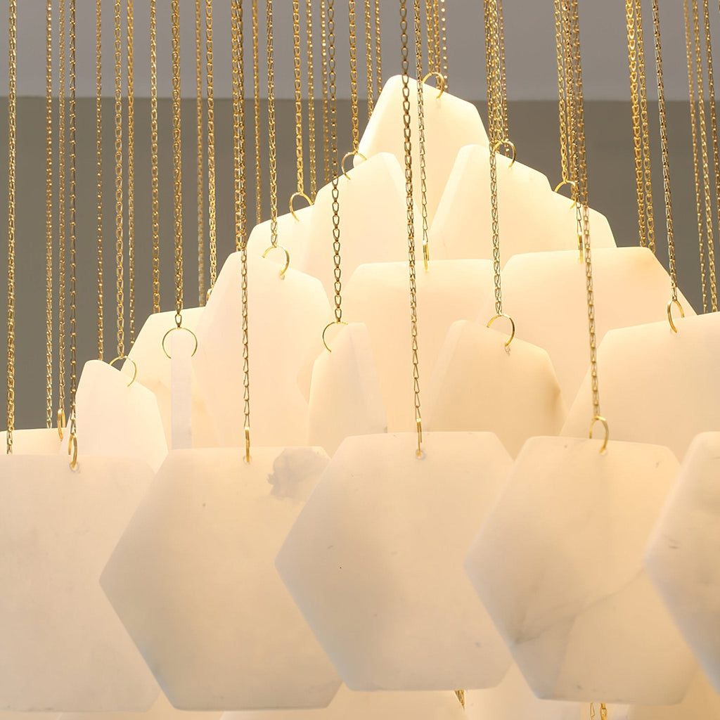 Elegant Hexa Alabaster Cascade Chandelier-Chandelier-Manorlights