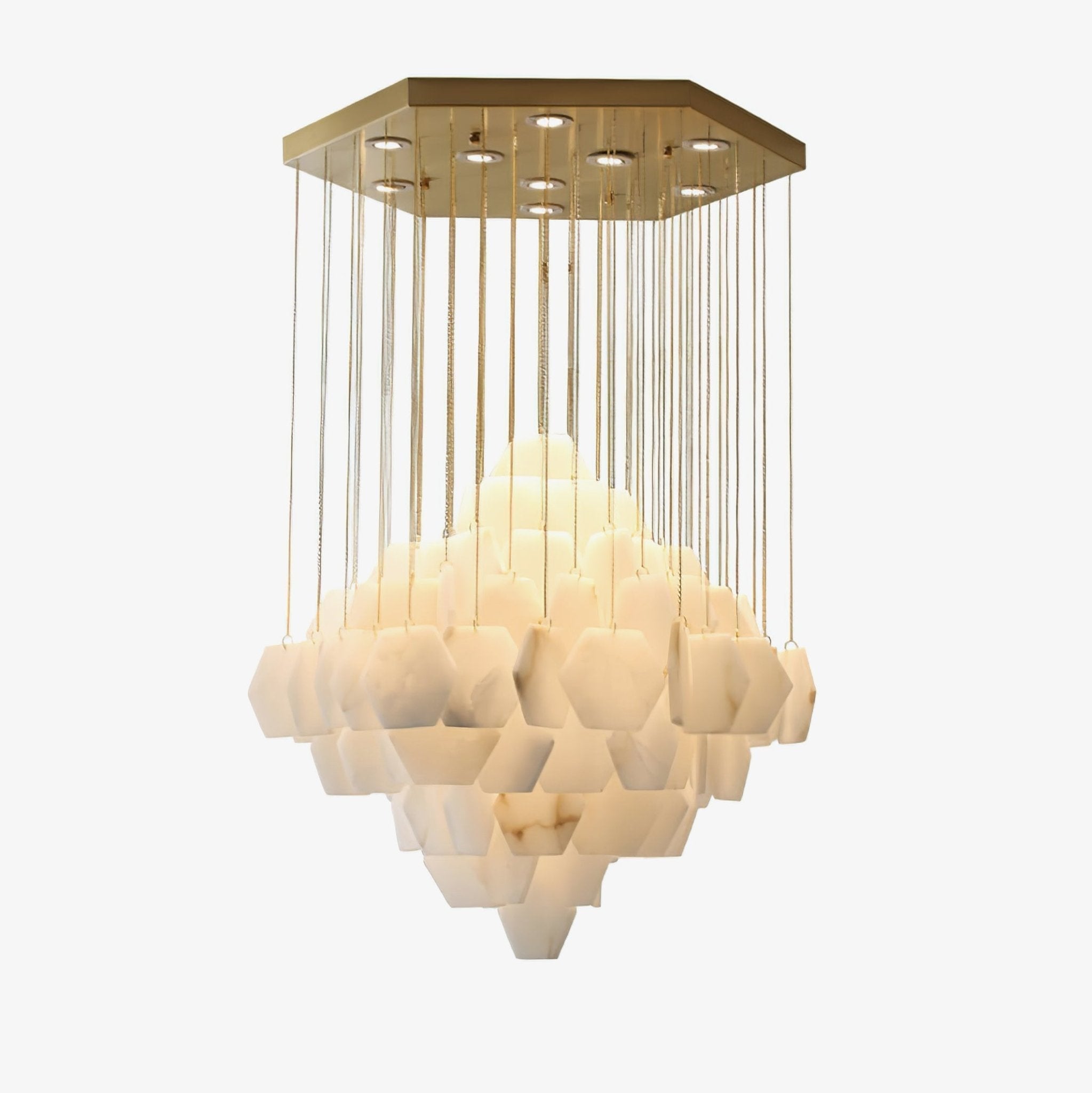 Elegant Hexa Alabaster Cascade Chandelier-Chandelier-Manorlights