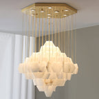 Elegant Hexa Alabaster Cascade Chandelier-Chandelier-Manorlights