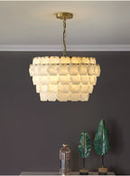 Elegant Hexa Cloud Alabaster Pendant Light-Chandelier-Manorlights