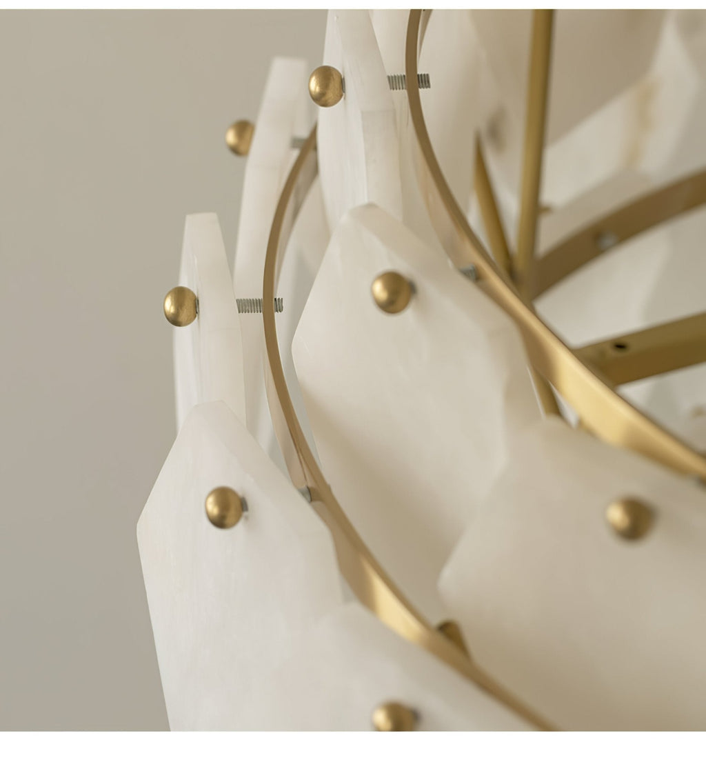 Elegant Hexa Cloud Alabaster Pendant Light-Chandelier-Manorlights