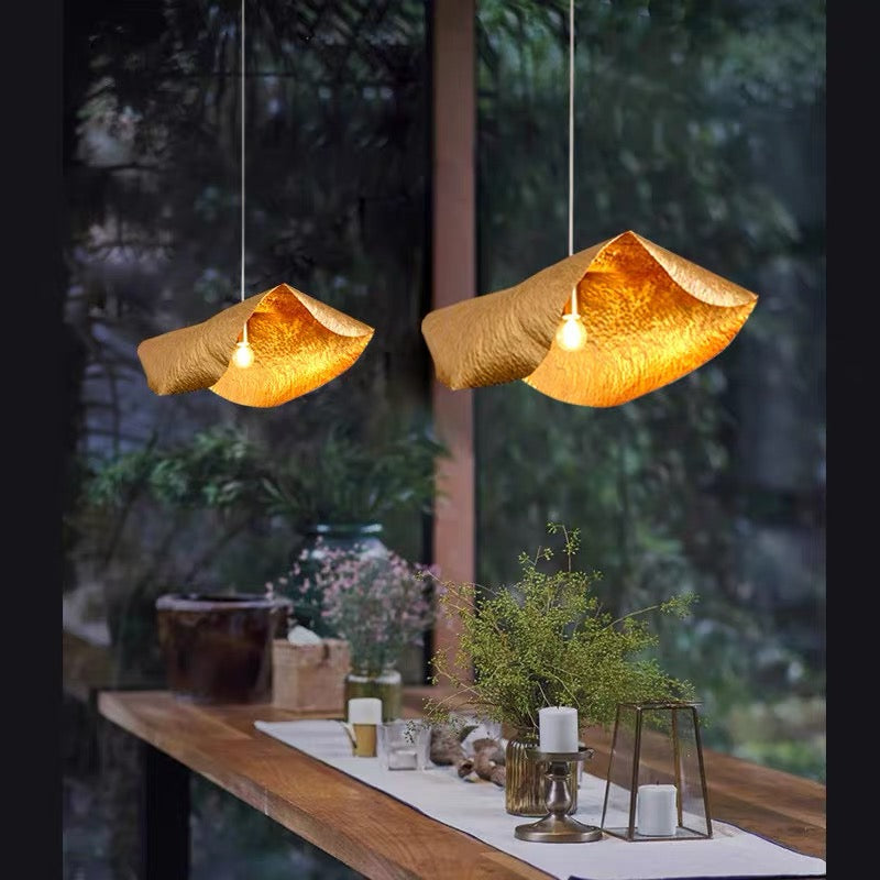 Postmodern Withered Leaf Parlor Pendant Lighting Fixture in Brass-Manorlights