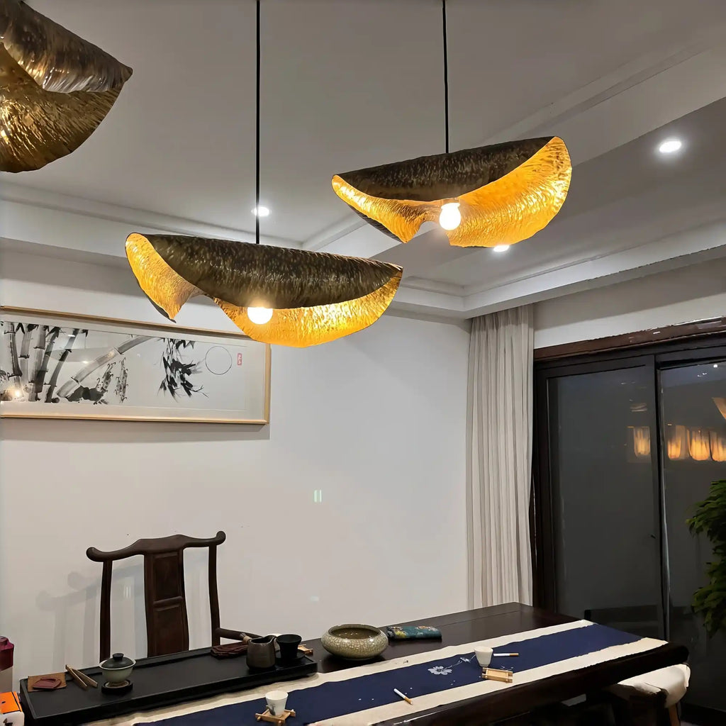Postmodern Withered Leaf Parlor Pendant Lighting Fixture in Brass-Manorlights