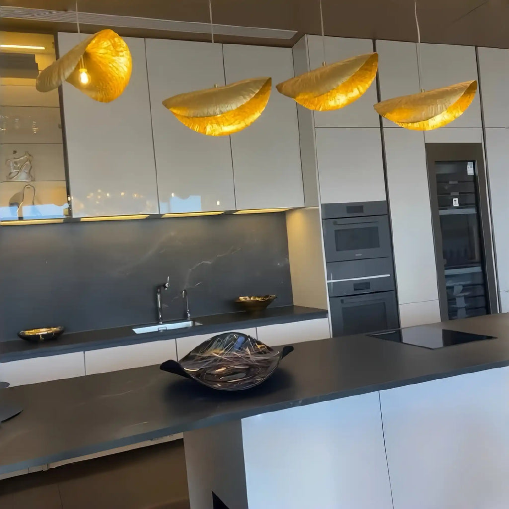 Postmodern Withered Leaf Parlor Pendant Lighting Fixture in Brass-Manorlights