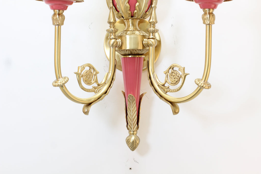 2 Lights Rococo Style Brass Wall Lamp Blue/ Pink Color-壁灯-Manorlights