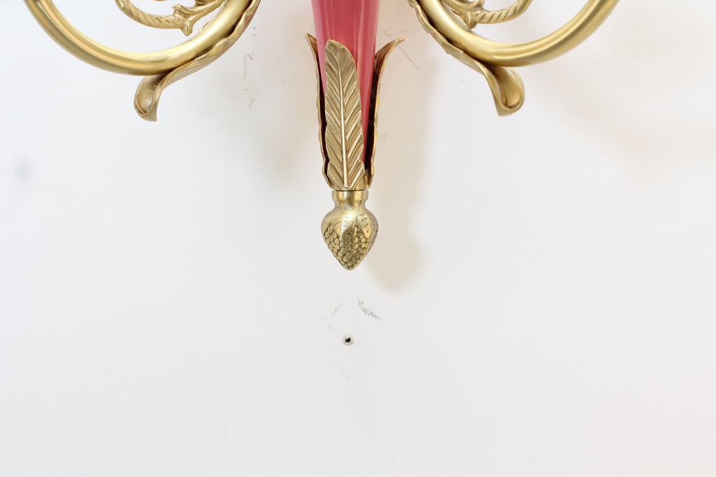 2 Lights Rococo Style Brass Wall Lamp Blue/ Pink Color-壁灯-Manorlights