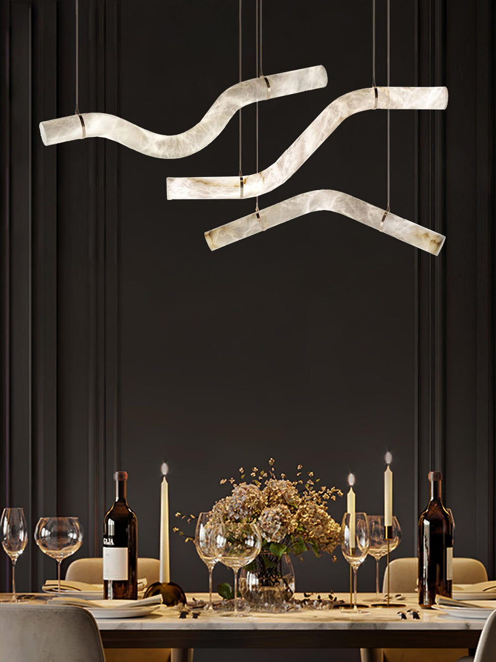 Streamlined Alabaster Pendant Lamp by Manor Lights