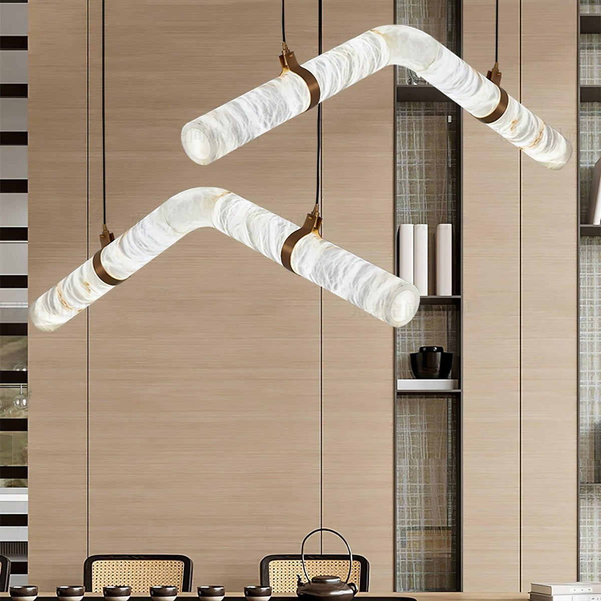 Streamlined Alabaster Linear Pendant Light product image