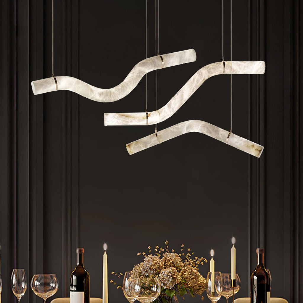 Streamlined Alabaster Pendant Lamp by Manor Lights