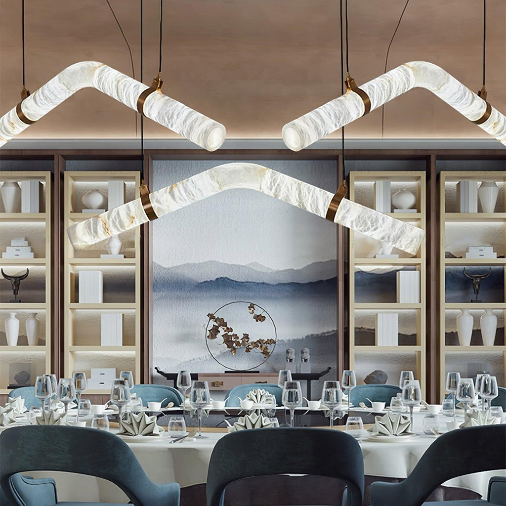 Streamlined Alabaster Linear Pendant Light product image
