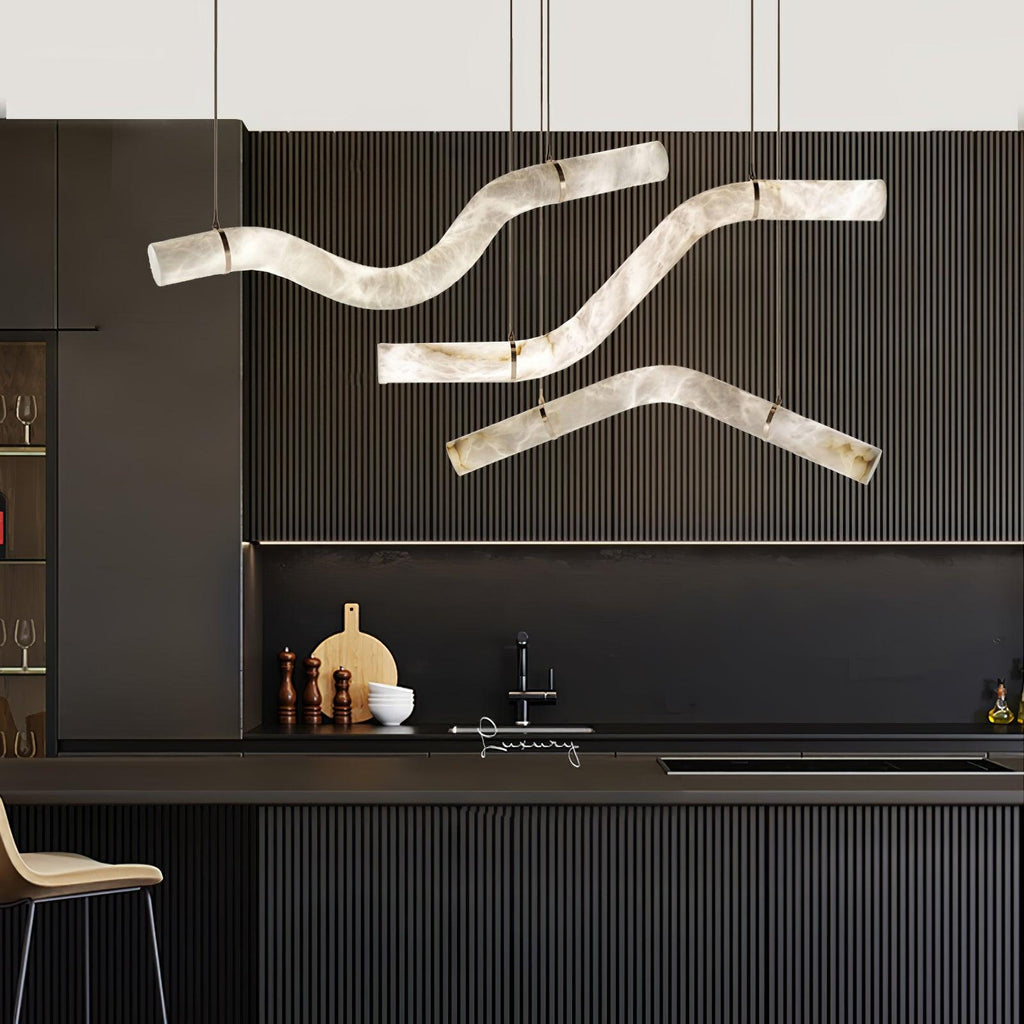 Streamlined Alabaster Linear Pendant Light additional product view