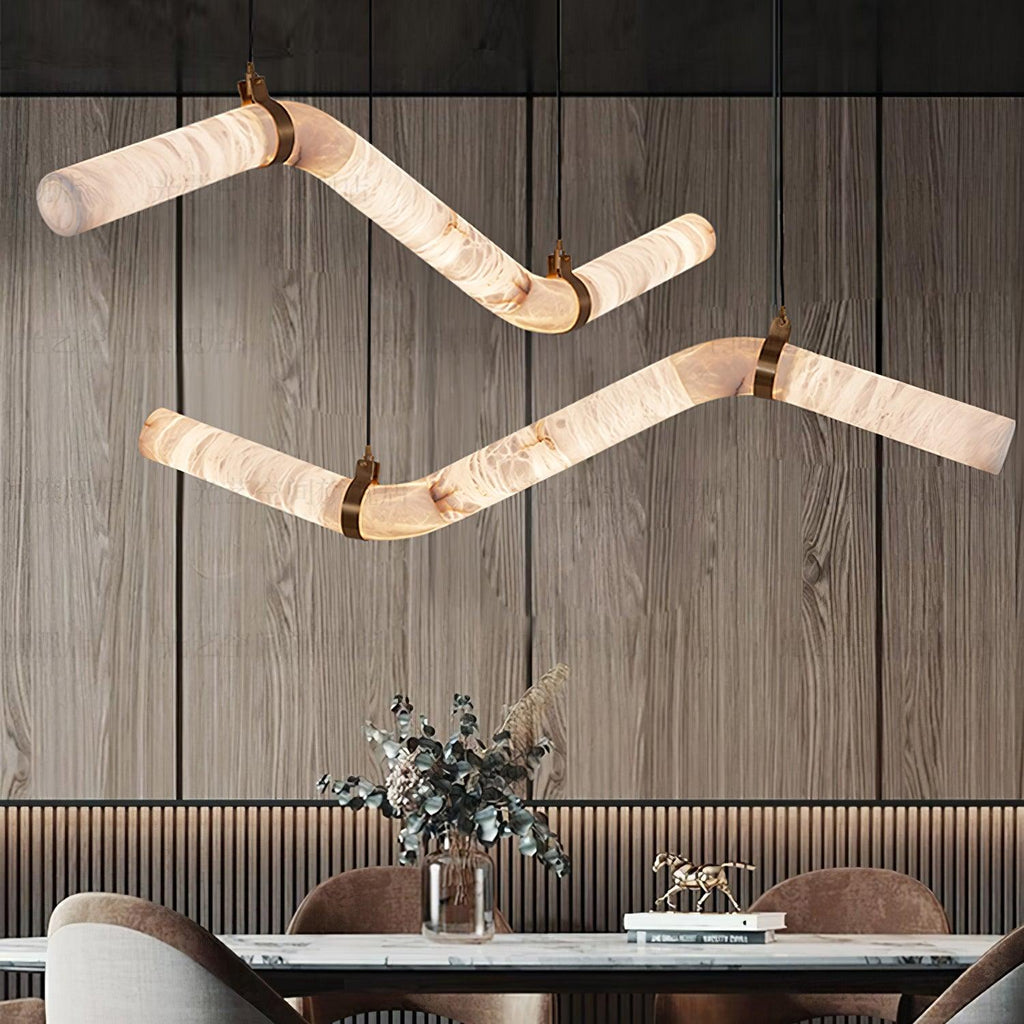 Streamlined Alabaster Pendant Lamp by Manor Lights