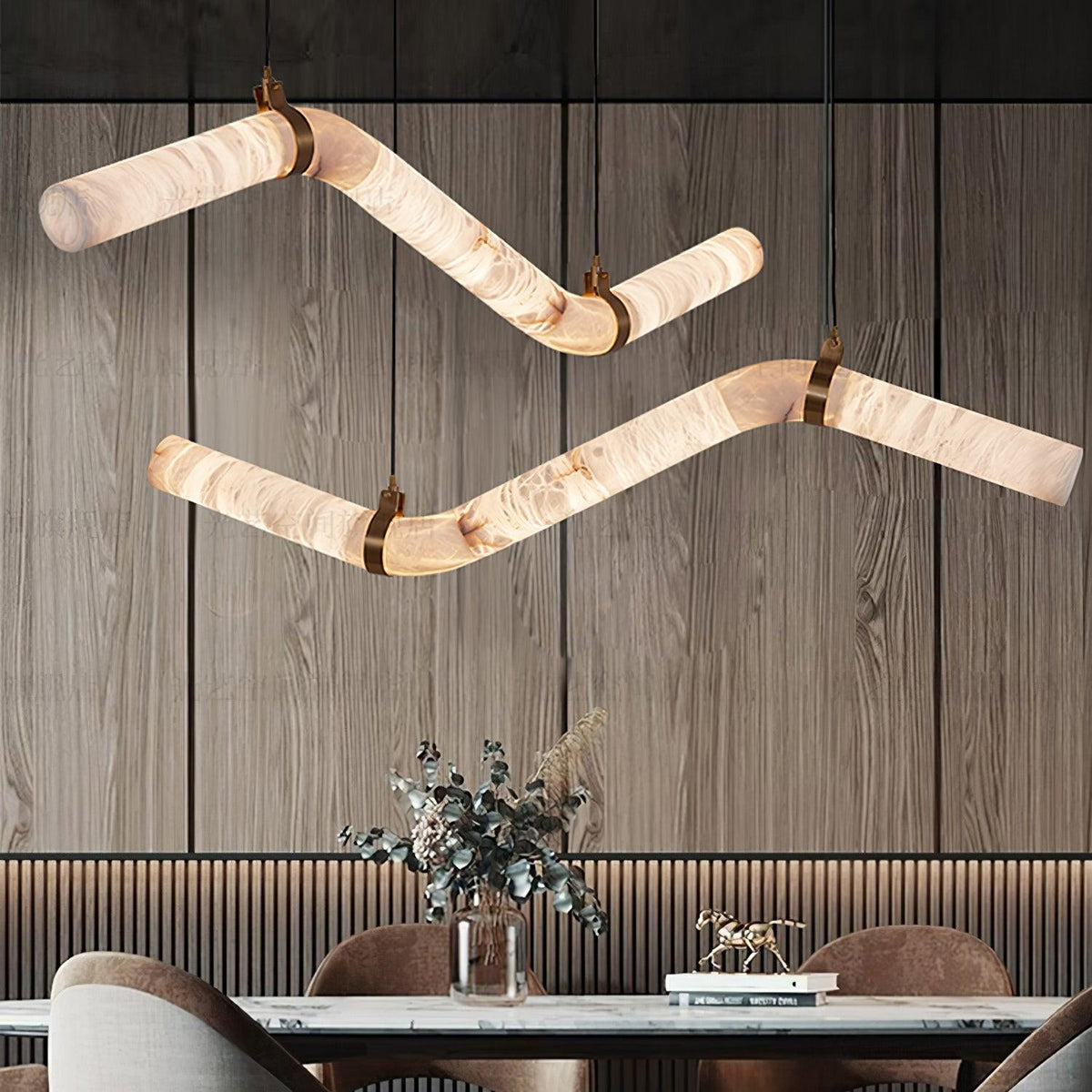 Streamlined Alabaster Pendant Lamp by Manor Lights