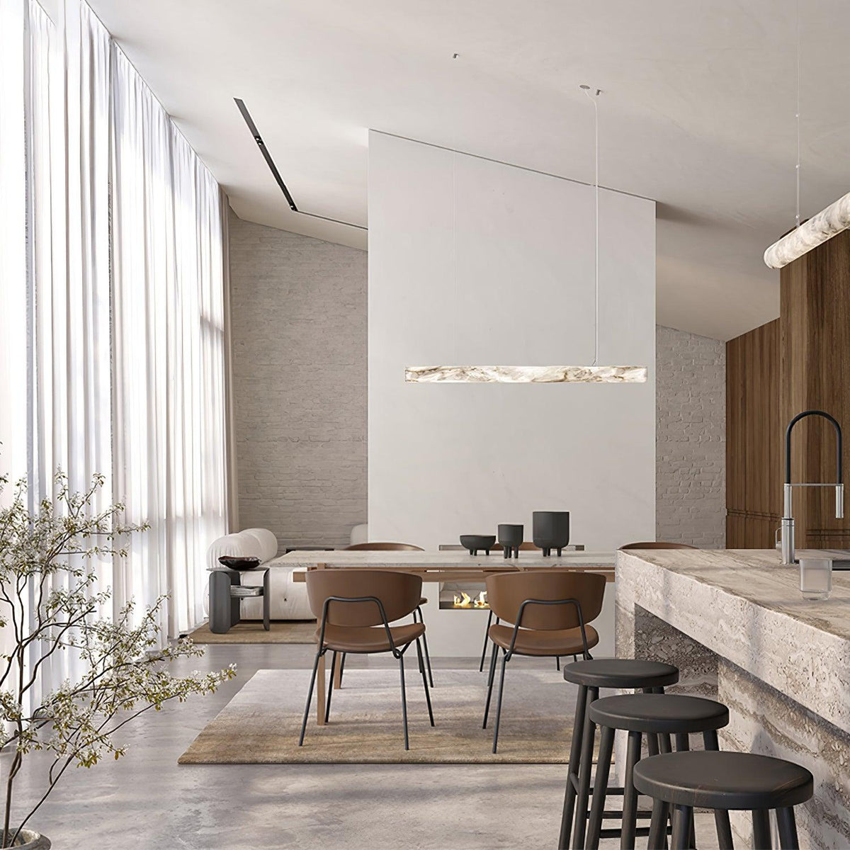 Streamlined Alabaster Pendant Lamp by Manor Lights