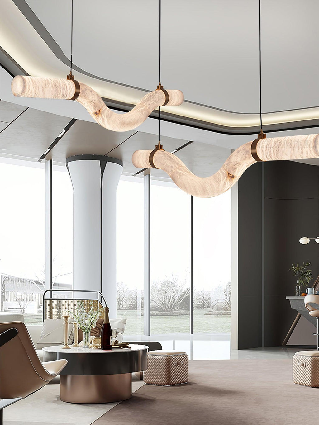 Streamlined Alabaster Pendant Lamp by Manor Lights