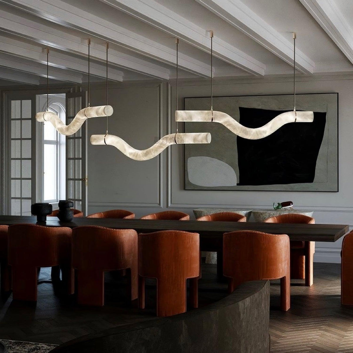 Streamlined Alabaster Pendant Lamp by Manor Lights