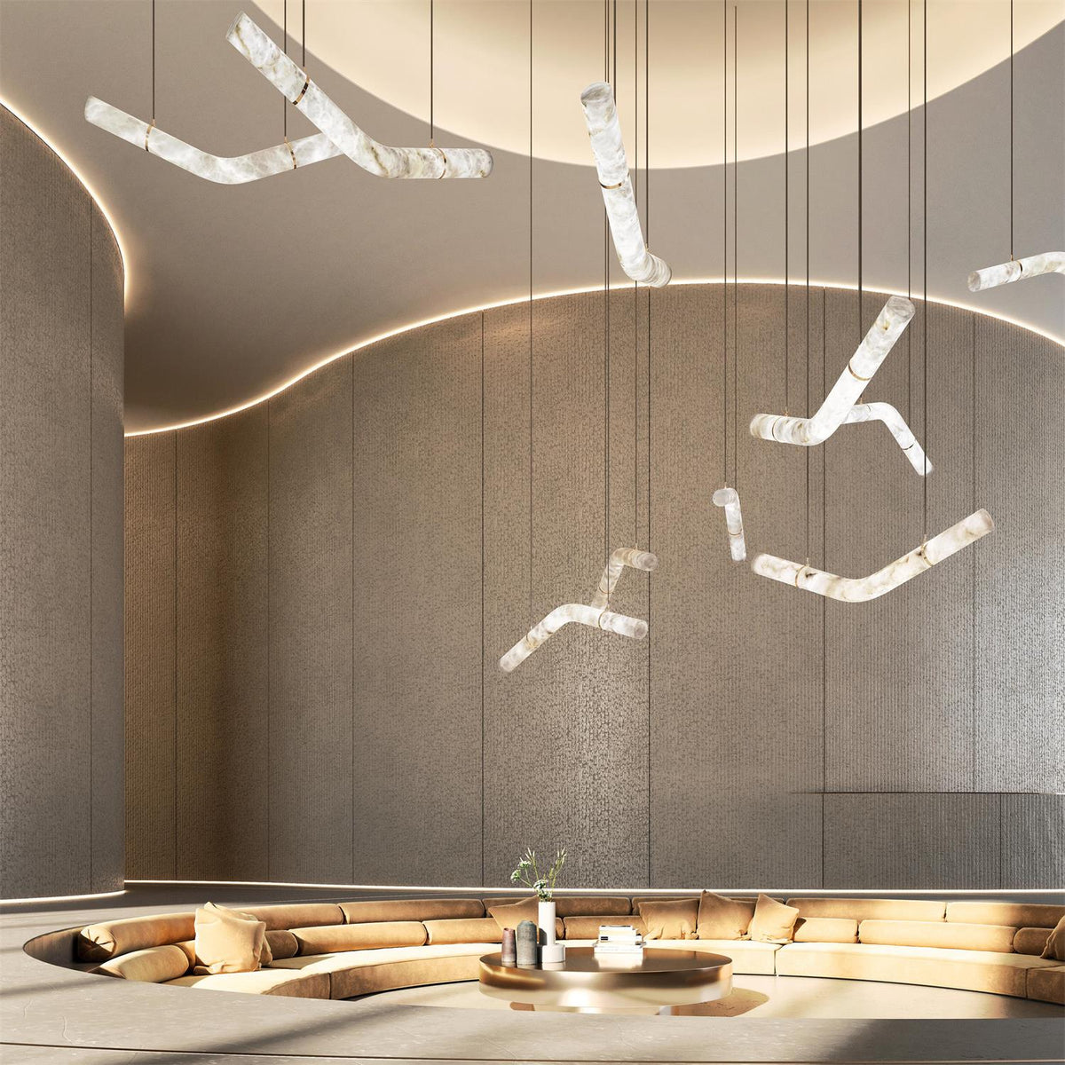 Streamlined Alabaster Pendant Lamp by Manor Lights