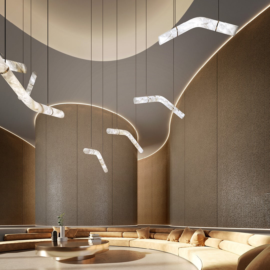 Streamlined Alabaster Pendant Lamp by Manor Lights