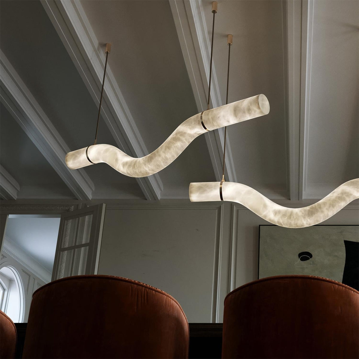 Streamlined Alabaster Pendant Lamp by Manor Lights