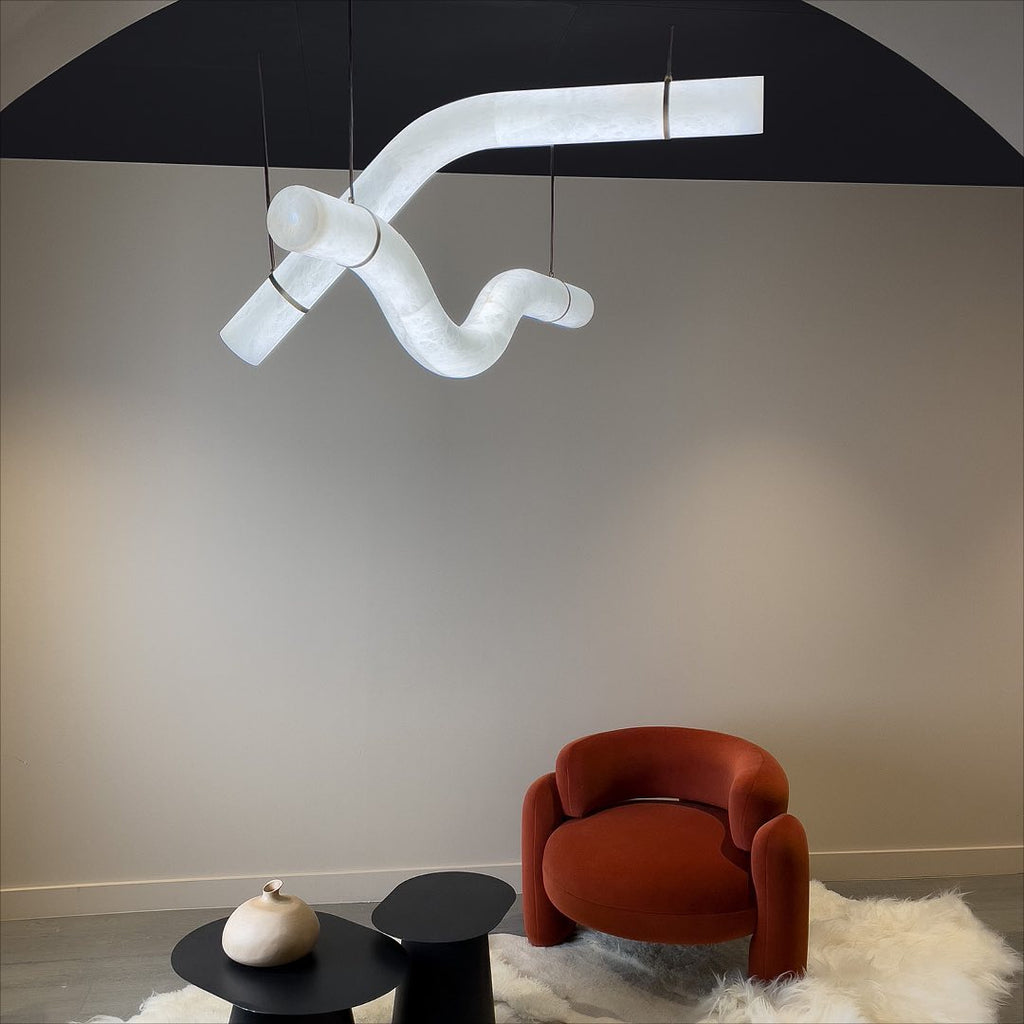 Streamlined Alabaster Pendant Lamp by Manor Lights
