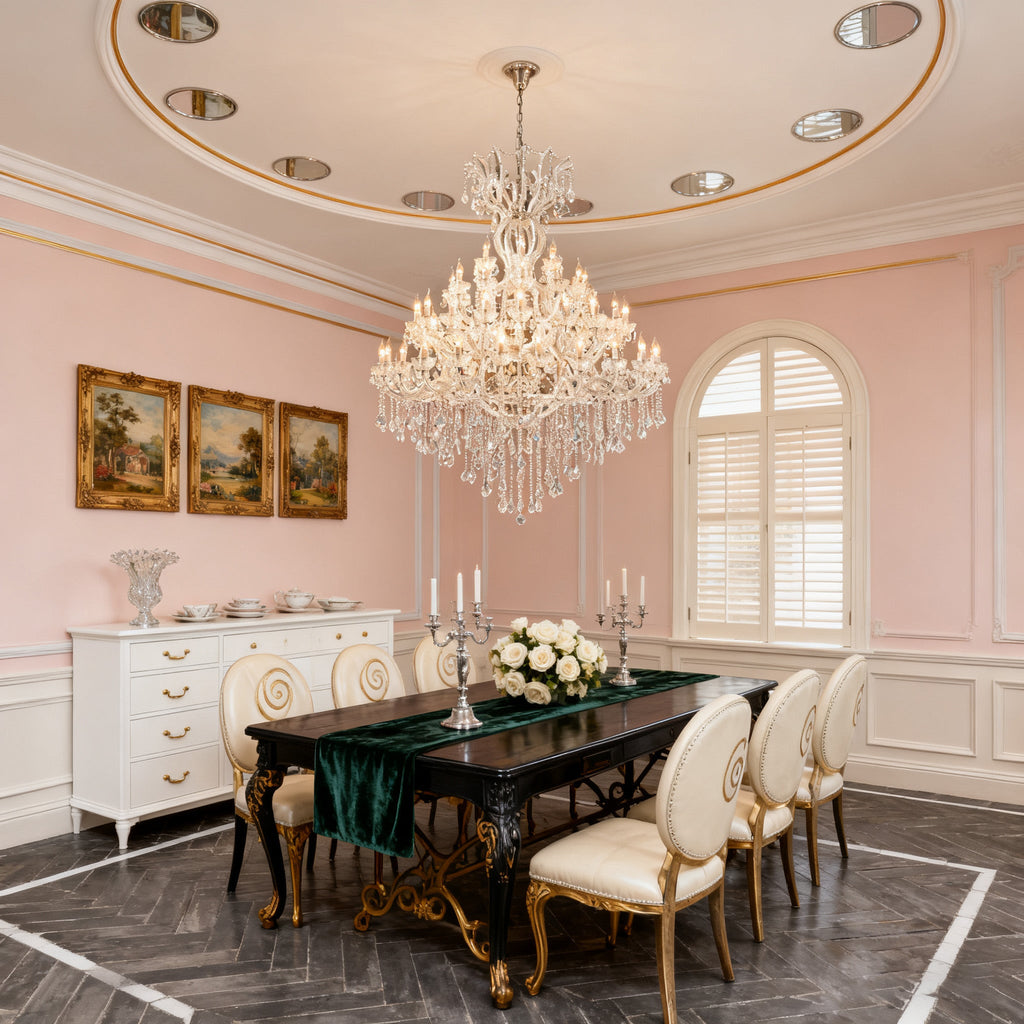 60 Lights Big Chrome Maria Theresa Chandelier 67X79 Inch Large Crystal Chandelier for High Ceiling Foyer-大吊灯-Manorlights