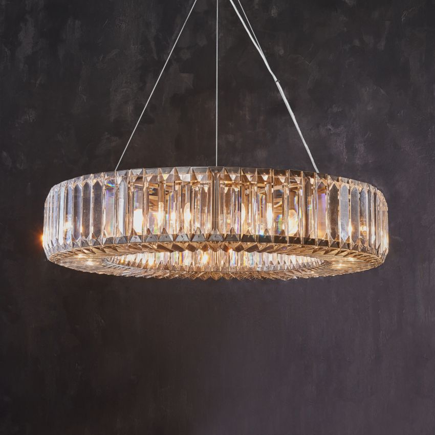 Lito Round Crystals Chandelier-Chandelier-Manorlights