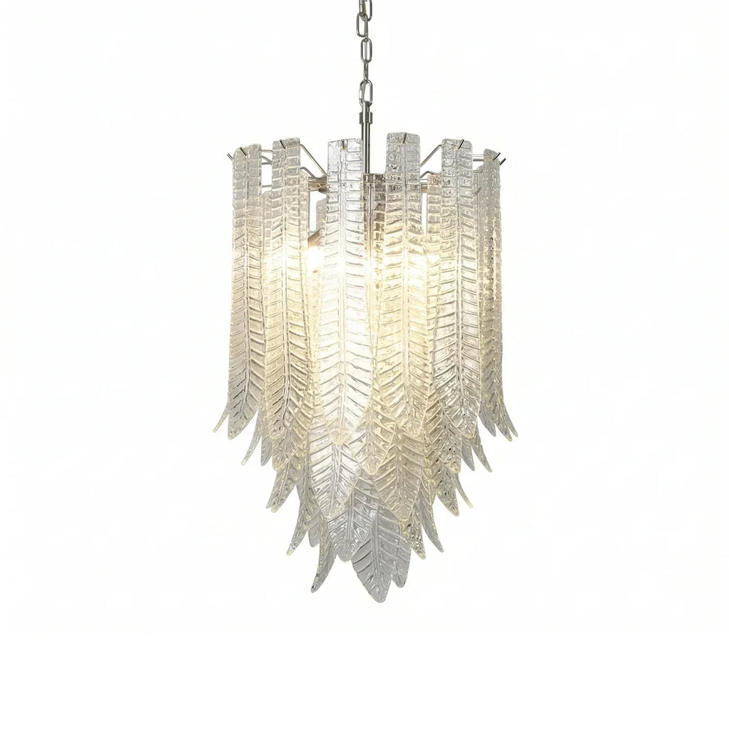 Leaf-Textured Layered Glass Chandelier by Manorlights