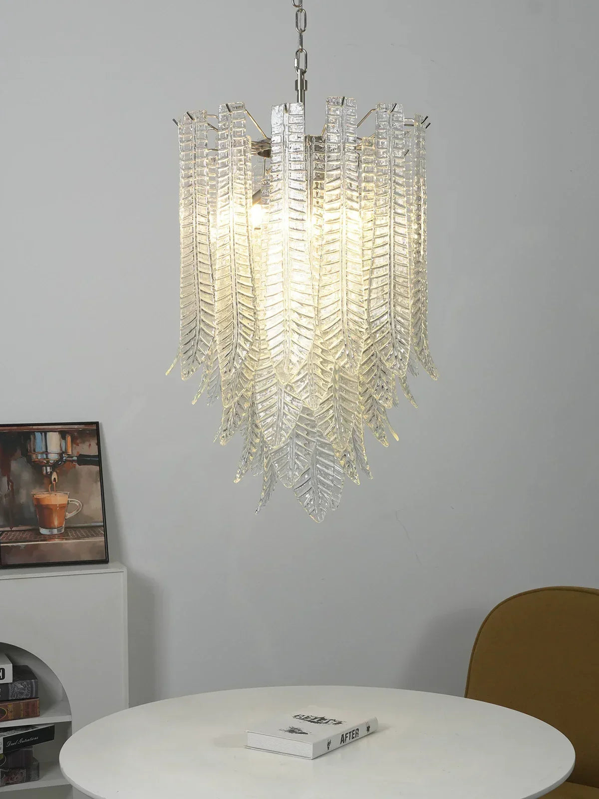 Leaf-Textured Layered Glass Chandelier product image